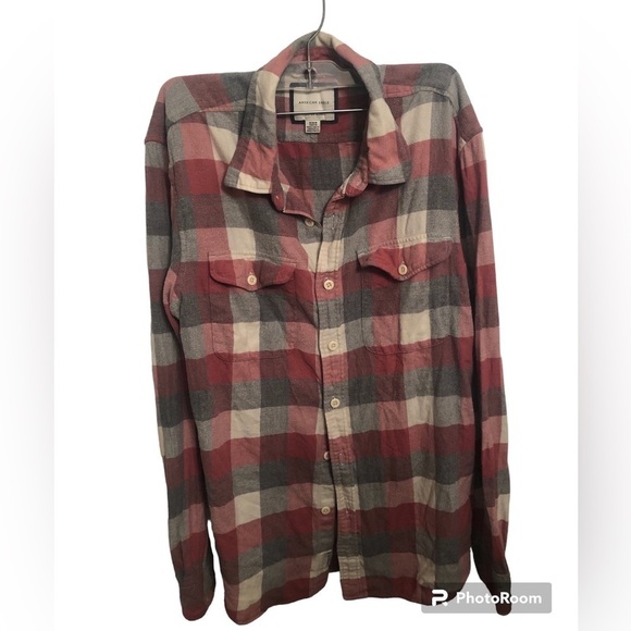 American Eagle Flannel Lumber Jack Plaid Button Up Super Soft Shirt - Picture 3 of 12